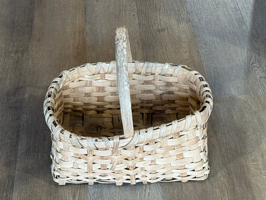 Vintage Primitive Split-Wood Gathering Basket with Handle