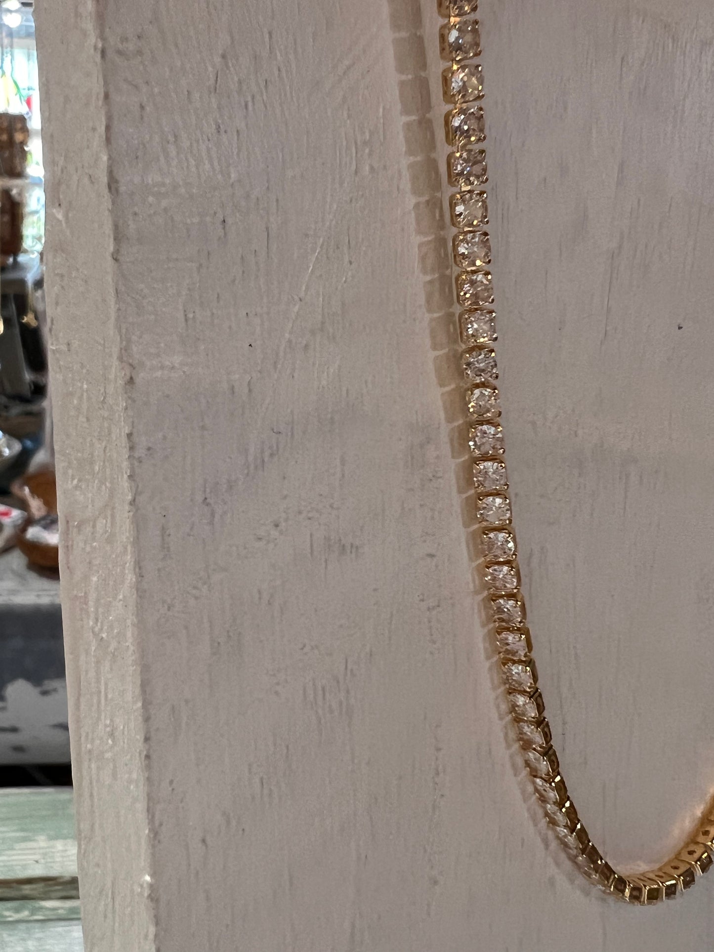 Gold Filled Rhinestone Necklace 14"