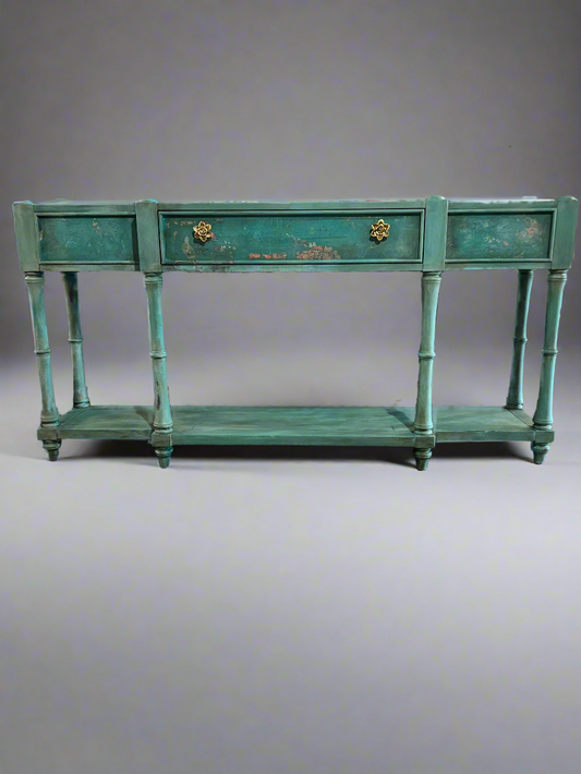 Painted Console with Drawer and Open Shelf