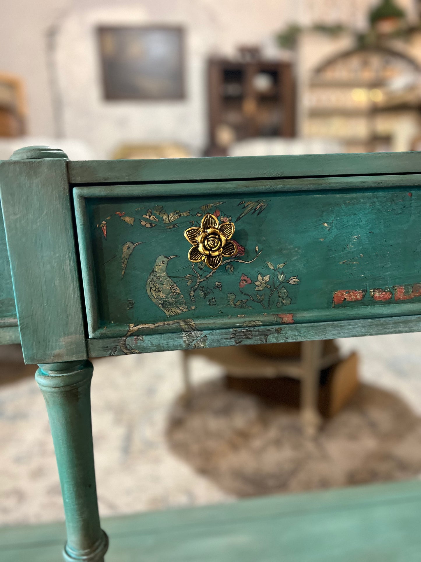 Painted Console with Drawer and Open Shelf