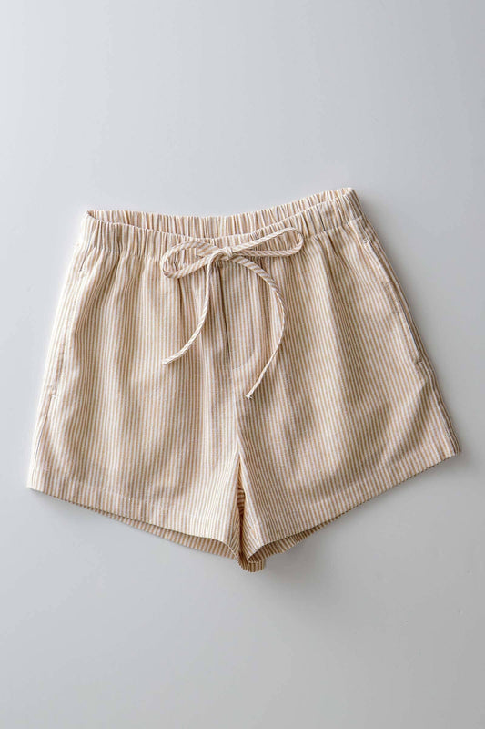 Breezy Striped Cotton-Blend Drawstring Shorts: KHAKI / S-2/M-2/L-2