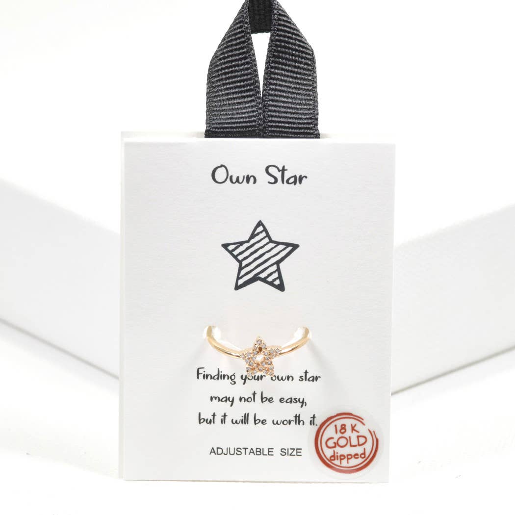 Own Star star cz adjustable ring: Gold / ONE SIZE
