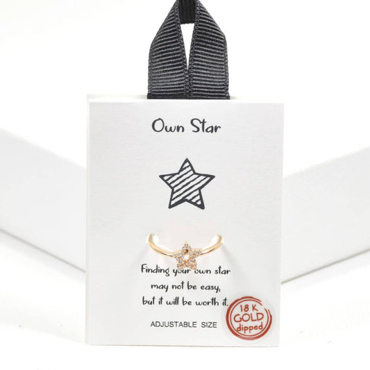 Own Star star cz adjustable ring: Gold / ONE SIZE