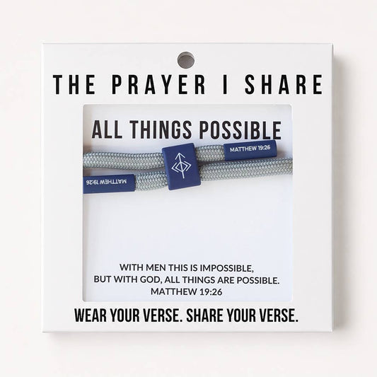 ALL THINGS POSSIBLE Christian Cord Bracelet, Bible Verse The Prayer I Share