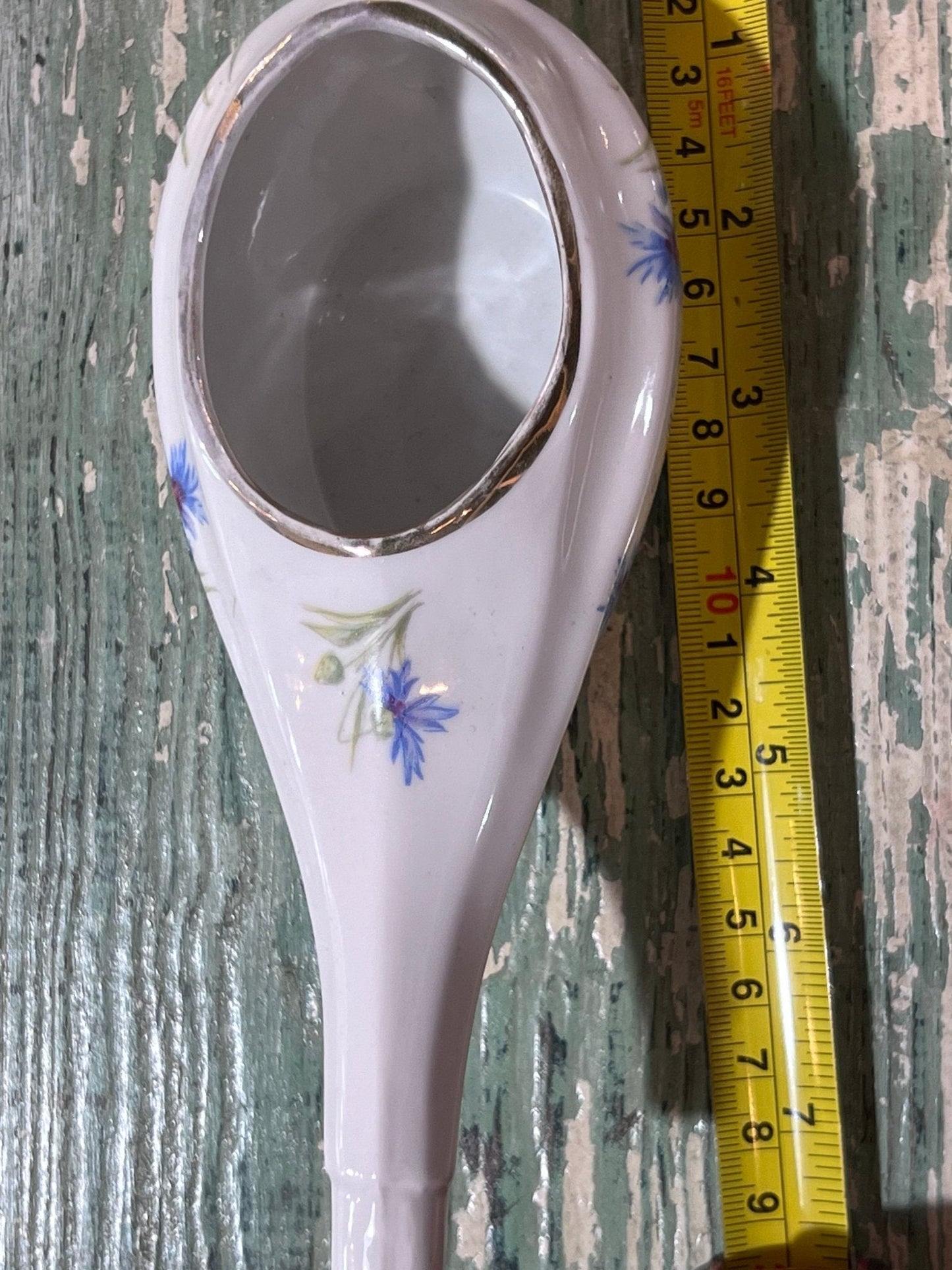 Antique Baby Invalid Feeder Cup Gold Rimmed Blue Green Florals Porcelain - The Mustard Seed Collection, The Seed