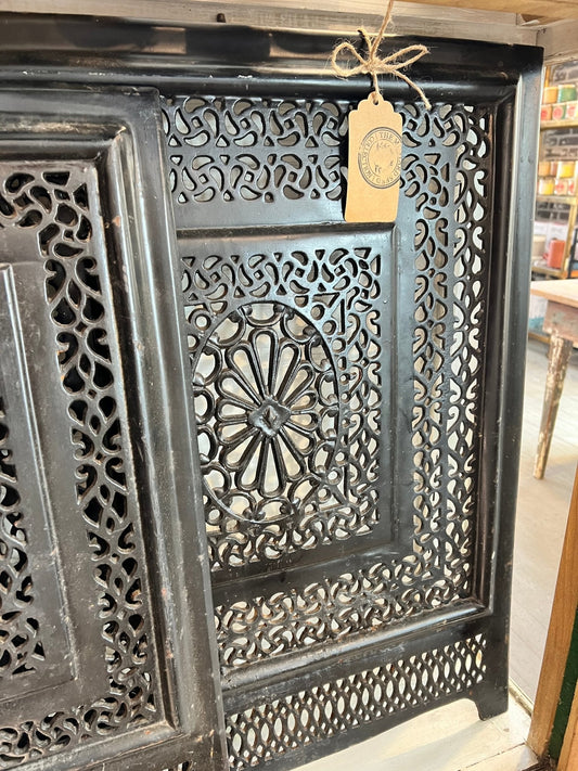 Antique Cast Iron Fireplace Insert Grill Plate - The Mustard Seed Collection, The Seed