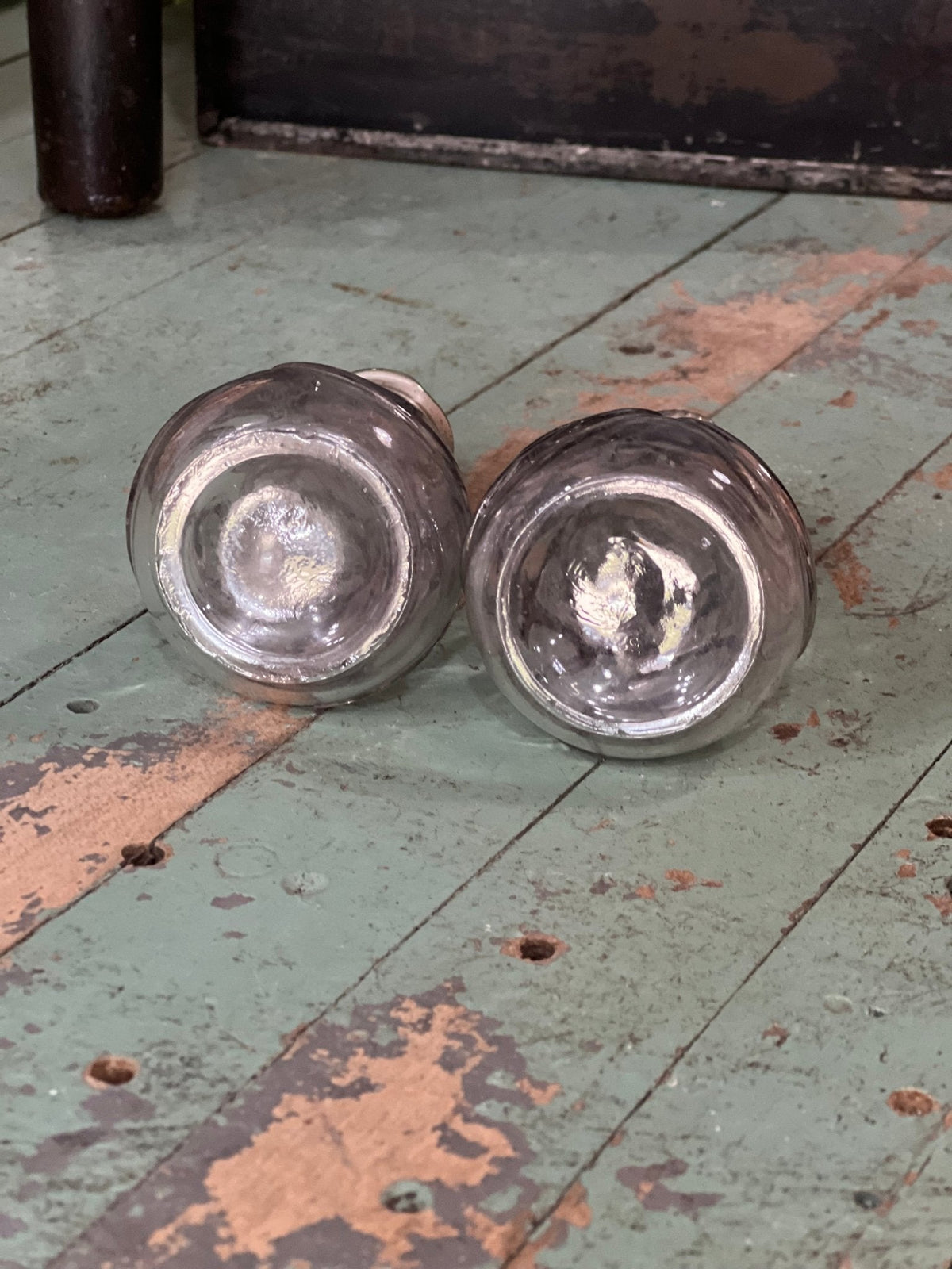 Antique Victorian Sterling Silver Deposit Glass Salt & Pepper Shakers Set – Art Nouveau Scrollwork