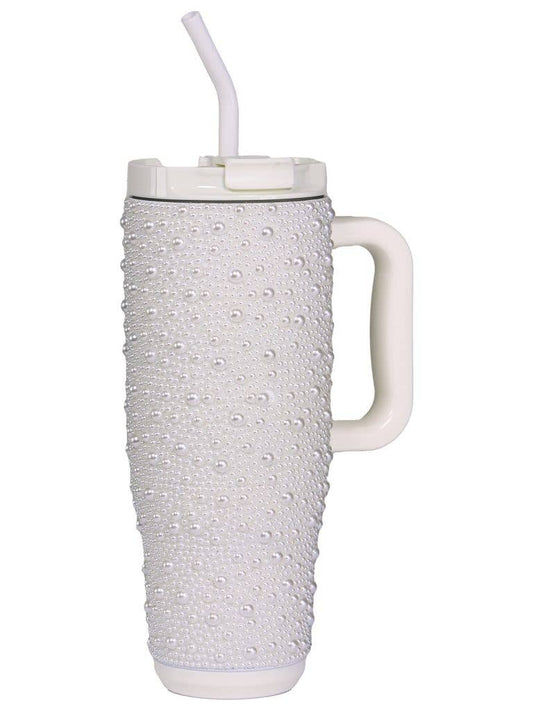 White Pearl Embellished 40oz Tumbler