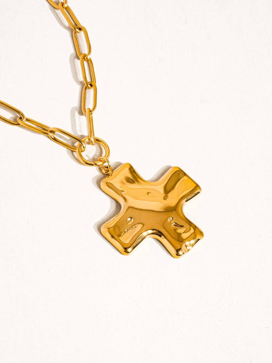Bari 18K Non-Tarnish Cross Chain Necklace: Yellow Gold - The Mustard Seed Collection, The Seed