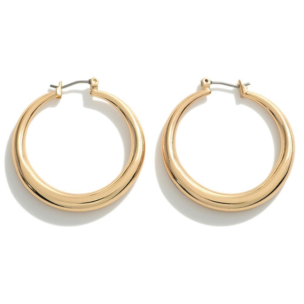 Brass Hollow Hoop With Taper Detail Gold - The Mustard Seed Collection, The Seed