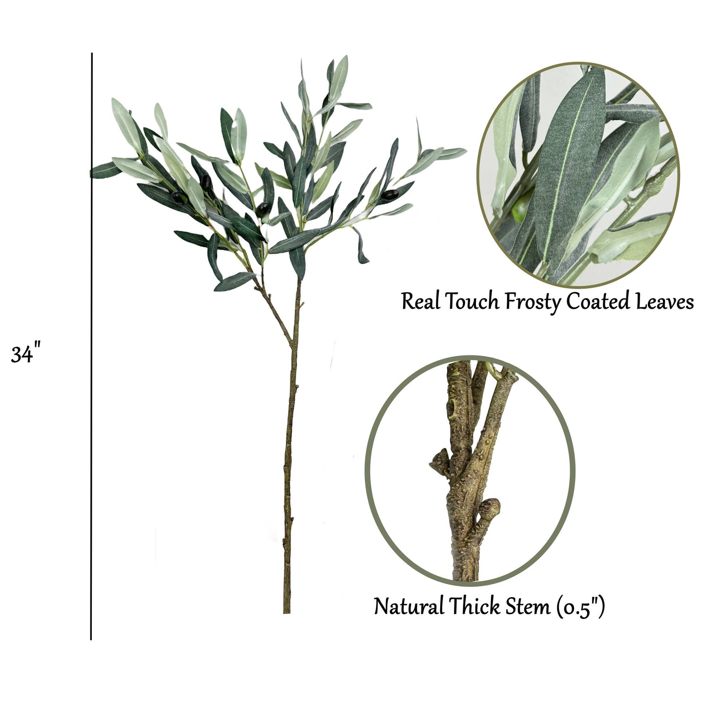 32" Real Touch Premium Quality Olive Branch Leaf Fruit Spray