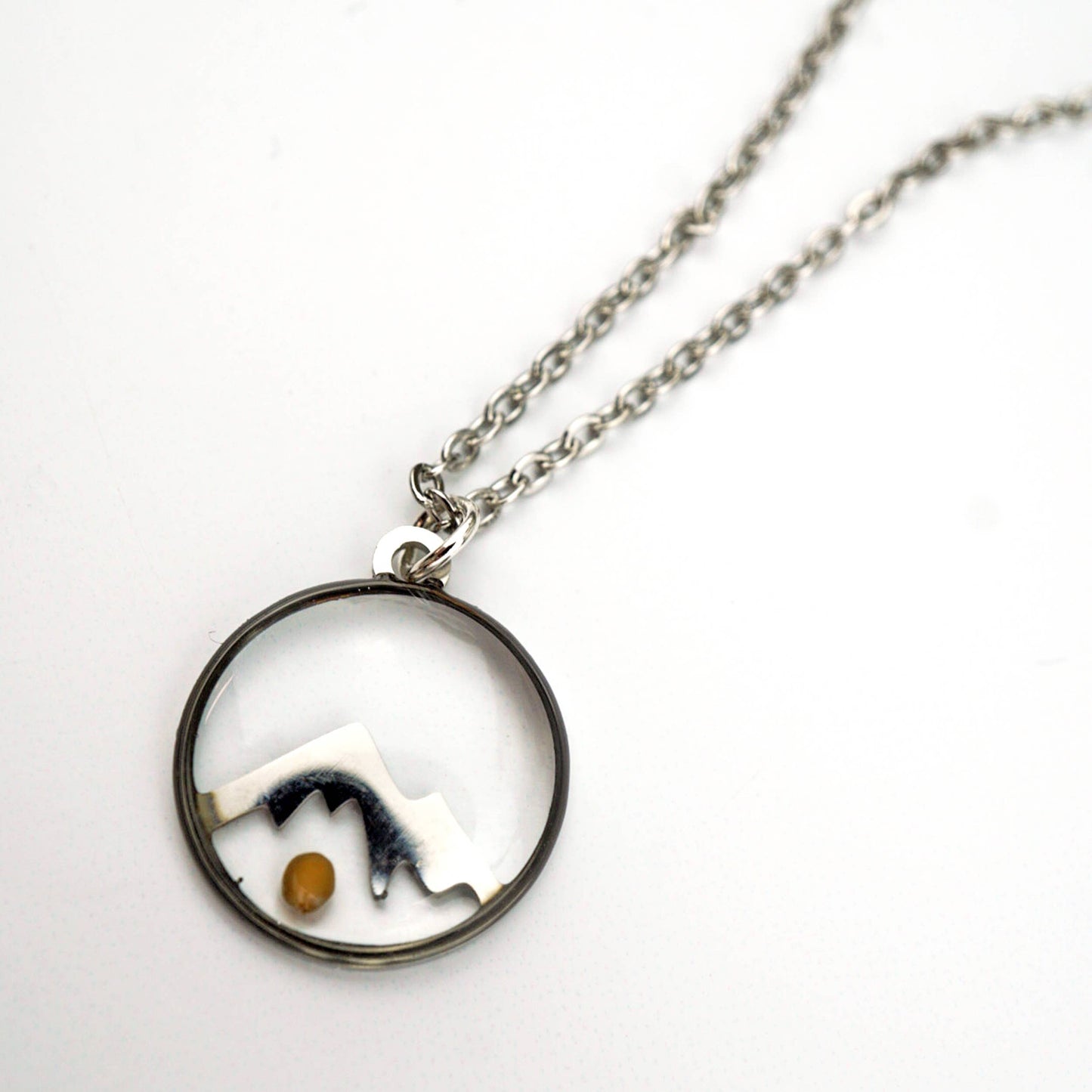 Tiny Mountain Mustard Seed Necklace: Stainless steel