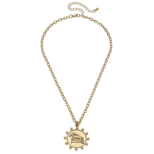 Chain Link Necklace Featuring Jockey Pendant