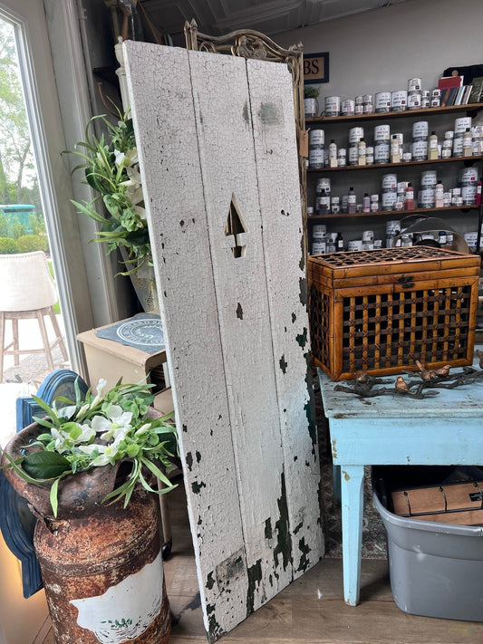 Chippy White Outhouse Door
