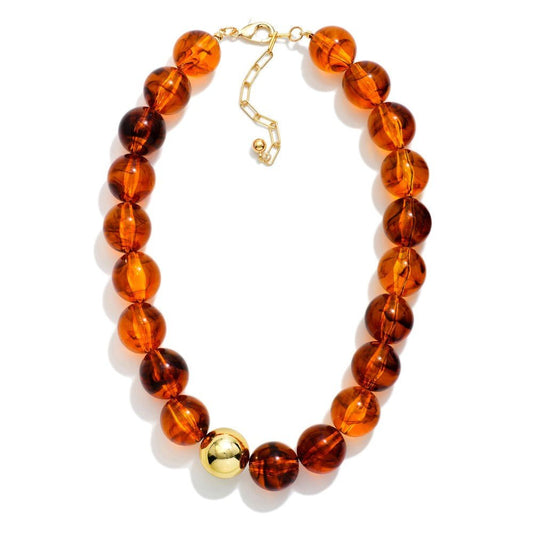 Chunky Acetate Bead Beaded Necklace Tortoise