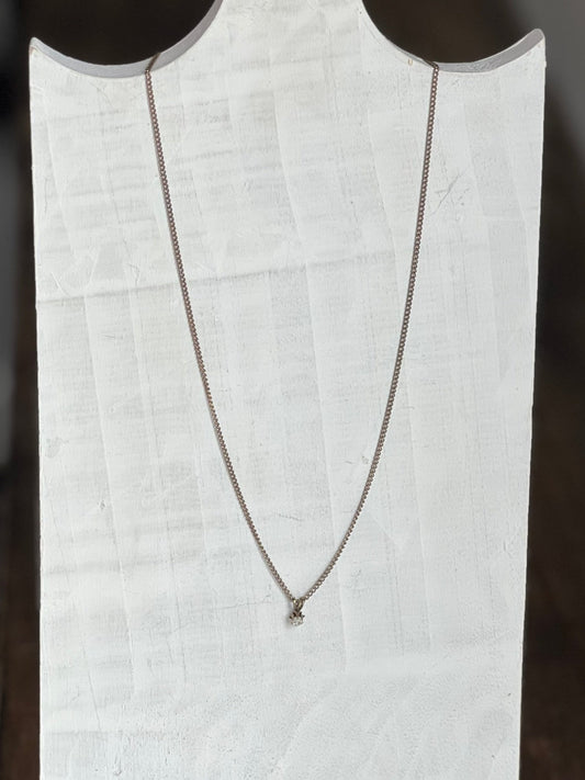 Classic 18” Gold Tone Solitaire Rhinestone Pendant Necklace