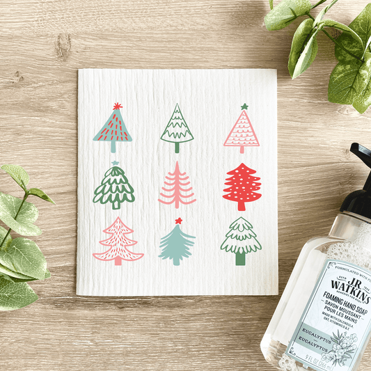 Colorful Christmas Trees - Swedish Dishcloth - The Mustard Seed Collection, The Seed