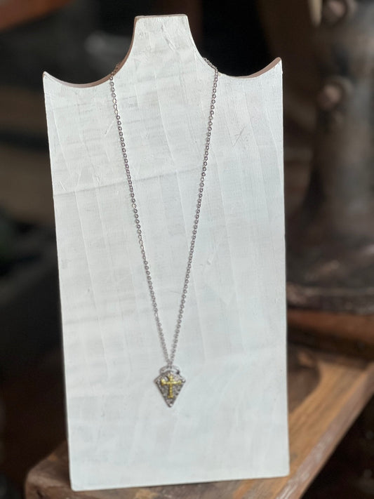Cross on Diamond Shaped Necklace