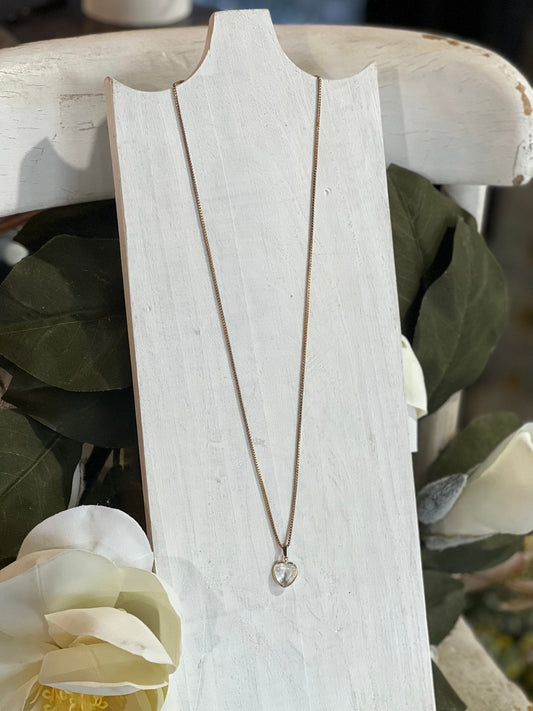Crystal Heart Necklace in Gold-Toned Frame