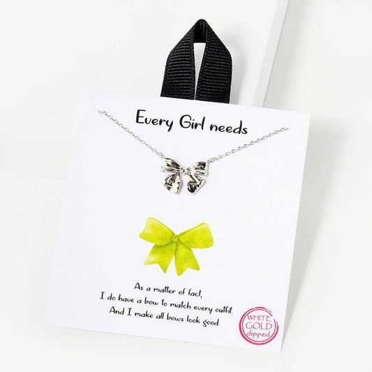 Dainty Chain Link Necklace Featuring Bow Pendant Default Title