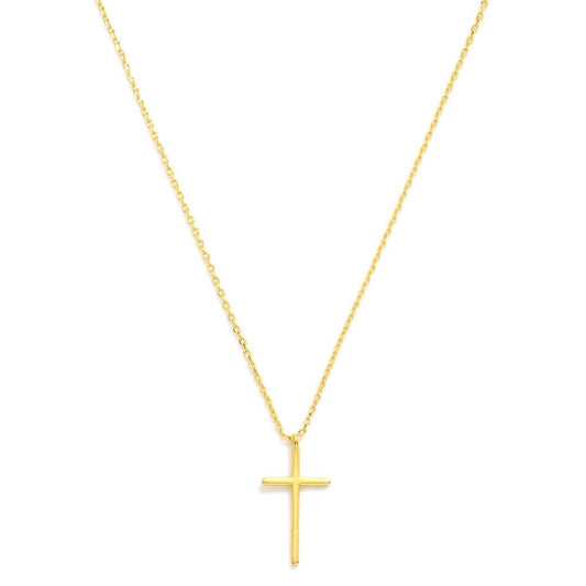 Dainty Gold Dipped Chain Link Necklace Featuring Cross Pendant Gold