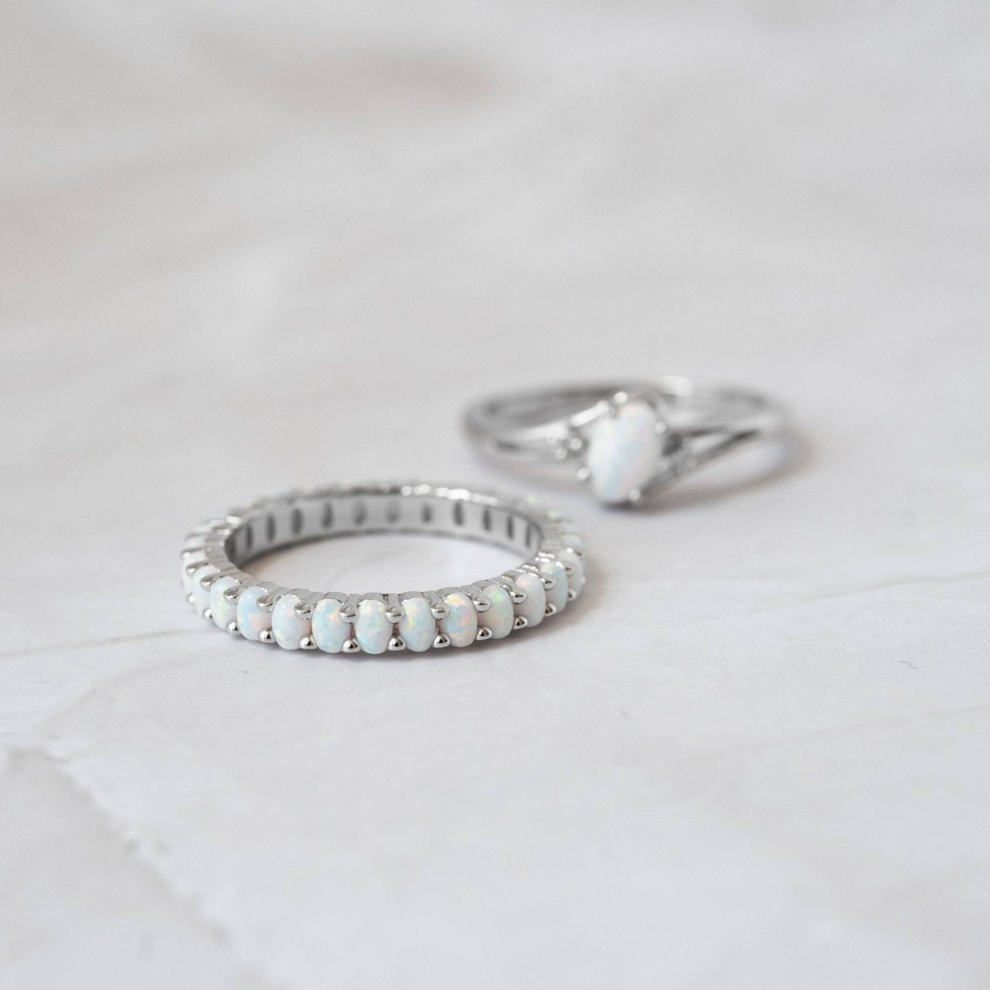 Opal Eternity Ring: Silver / 8
