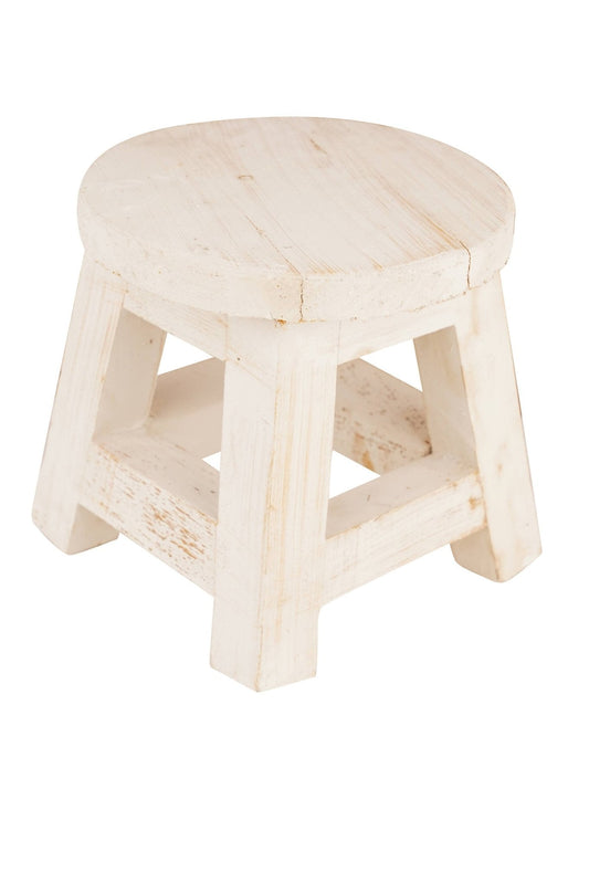 Farmhouse Reclaimed Wood Mini Stools-Stool-Home Decor-8x8 in: White - The Mustard Seed Collection, The Seed