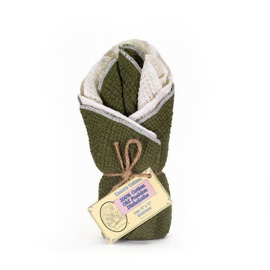 Cotton Dishcloths - Set of 4: Sage Green/Natural