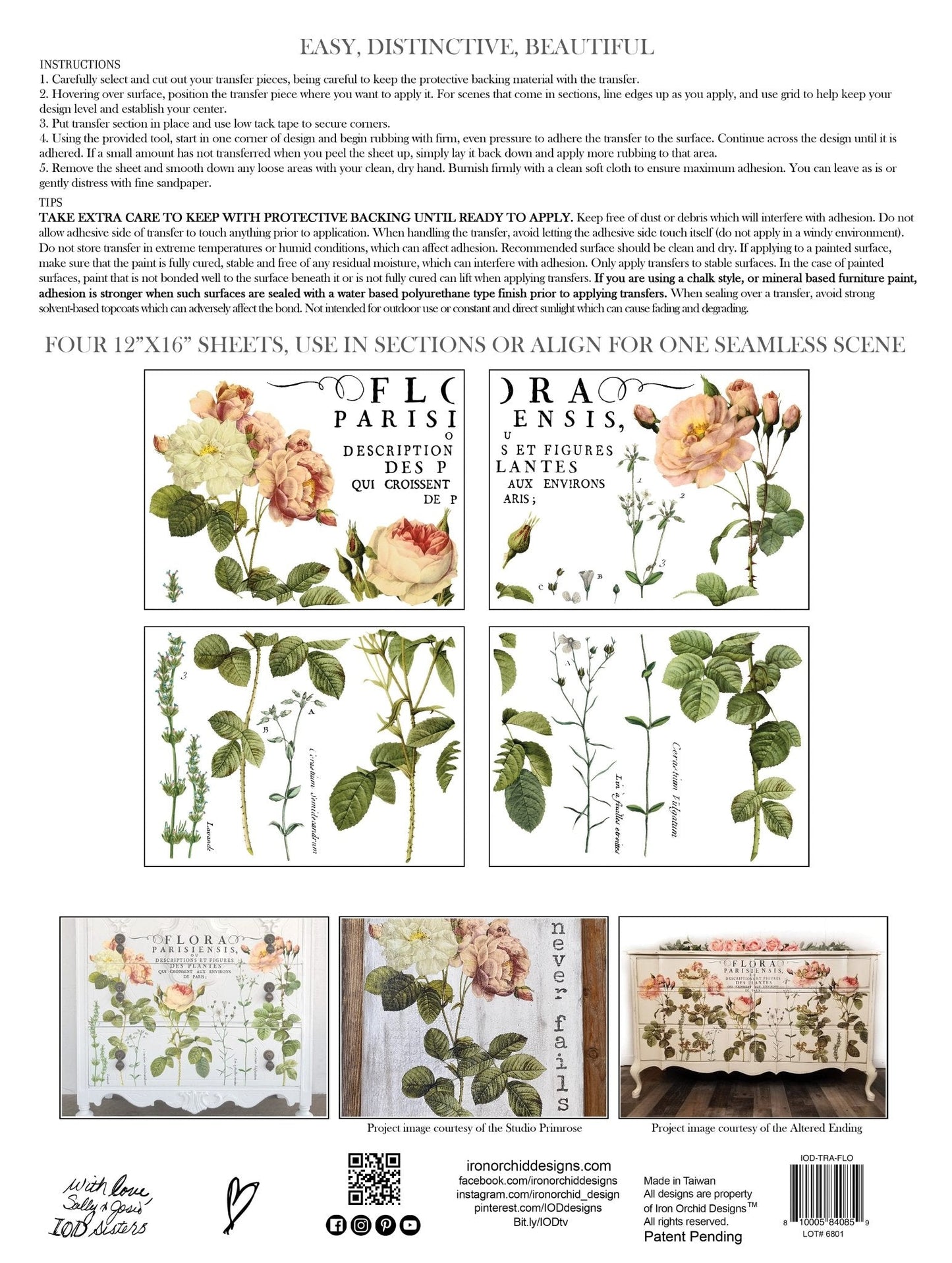 Flora Parisiensis 24x33 Decor Transfer