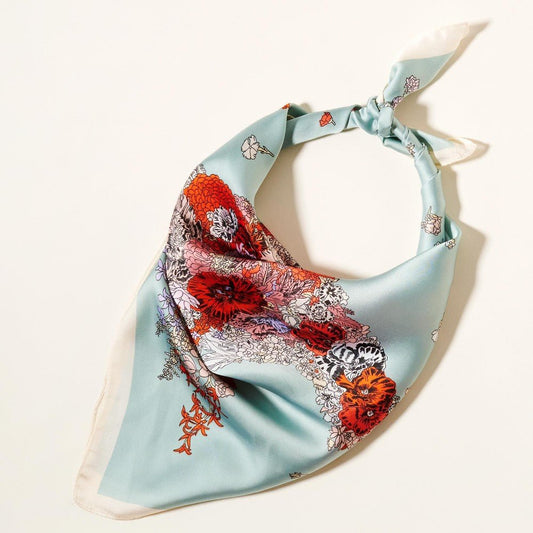 Floral Horse Print Scarf Bandana Jade Default Title