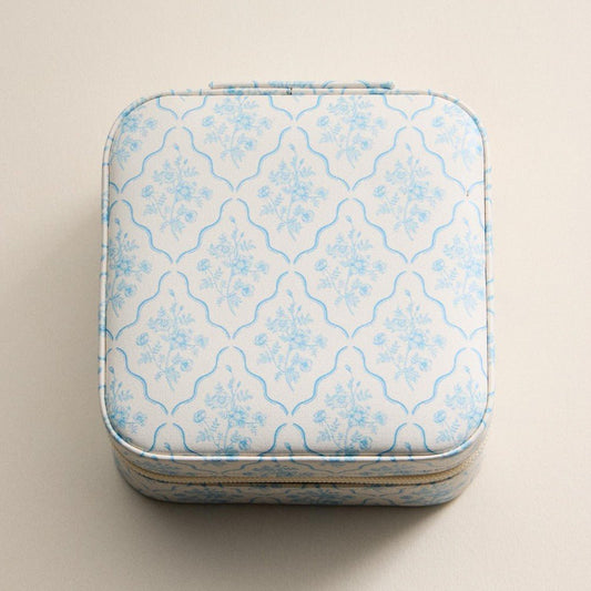 Floral Print Vegan Leather Travel Jewelry Box - The Mustard Seed Collection, The Seed