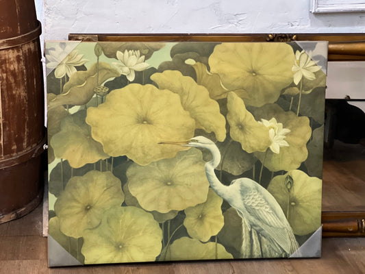 Flower & Egret Canvas Print - The Mustard Seed Collection, The Seed