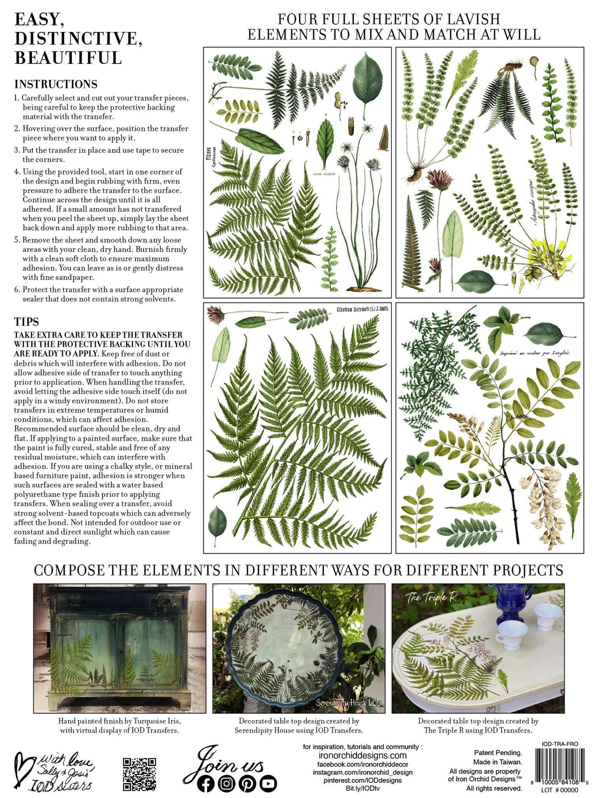 Fronds Botanical 24x33 Decor Transfer - The Mustard Seed Collection, The Seed