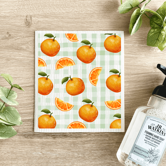 Gingham Oranges - Swedish Dishcloth - The Mustard Seed Collection, The Seed