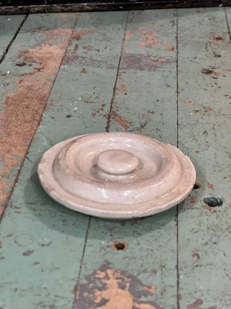 Glazed Stoneware Lid with Center Knob - The Mustard Seed Collection, The Seed