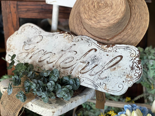 "Grateful" Metal Sign - The Mustard Seed Collection, The Seed
