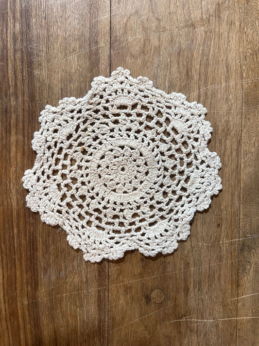 handmade 6.5" crocheted lace doily.