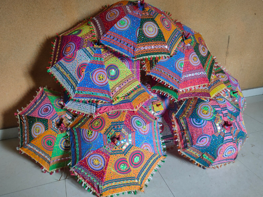 Handmade Embroidered Cotton Umbrella - The Mustard Seed Collection, The Seed