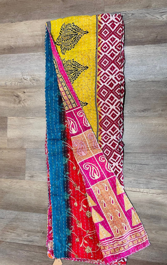 Handmade Indian Kantha Reversible Quilt T