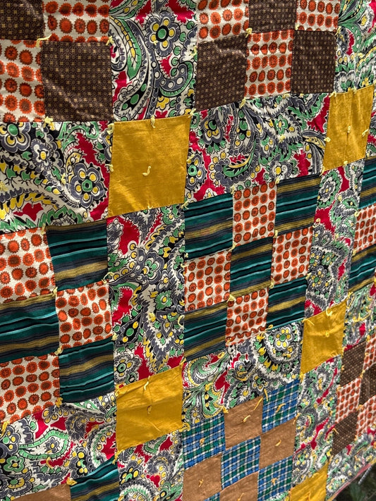 Handmade Patchwork Quilt with Chess Material Backing - The Mustard Seed Collection, The Seed