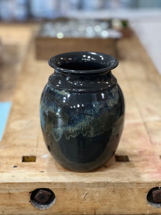 Handmade Stoneware Ceramic Vase – Cosmic Obsidian - The Mustard Seed Collection, The Seed