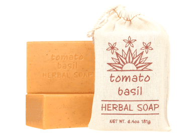 Herbal Cloth Sack Soap Tomato Basil 6.4oz Bar - The Mustard Seed Collection, The Seed