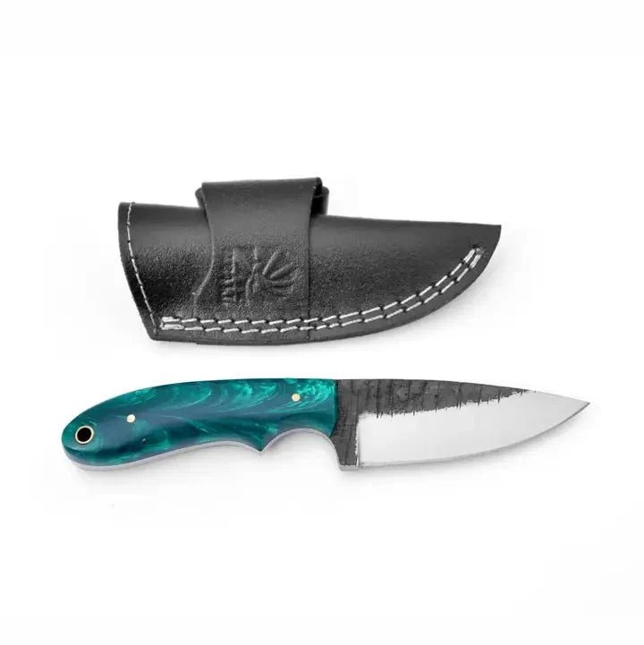 High Carbon Steel Utility/Camping Knife - Green Resin - Back Case