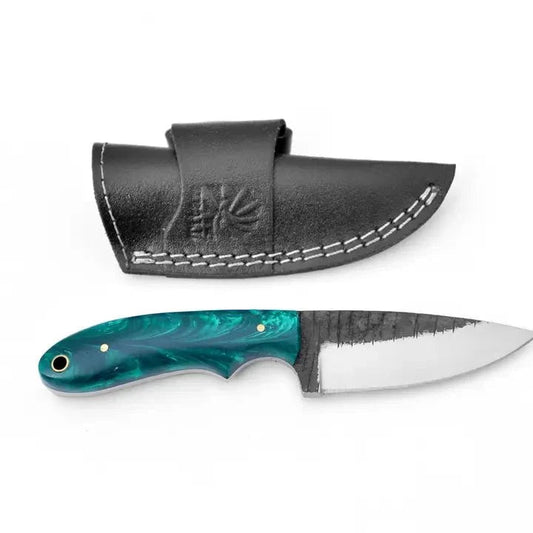 High Carbon Steel Utility/Camping Knife - Green Resin - Back Case - The Mustard Seed Collection, The Seed