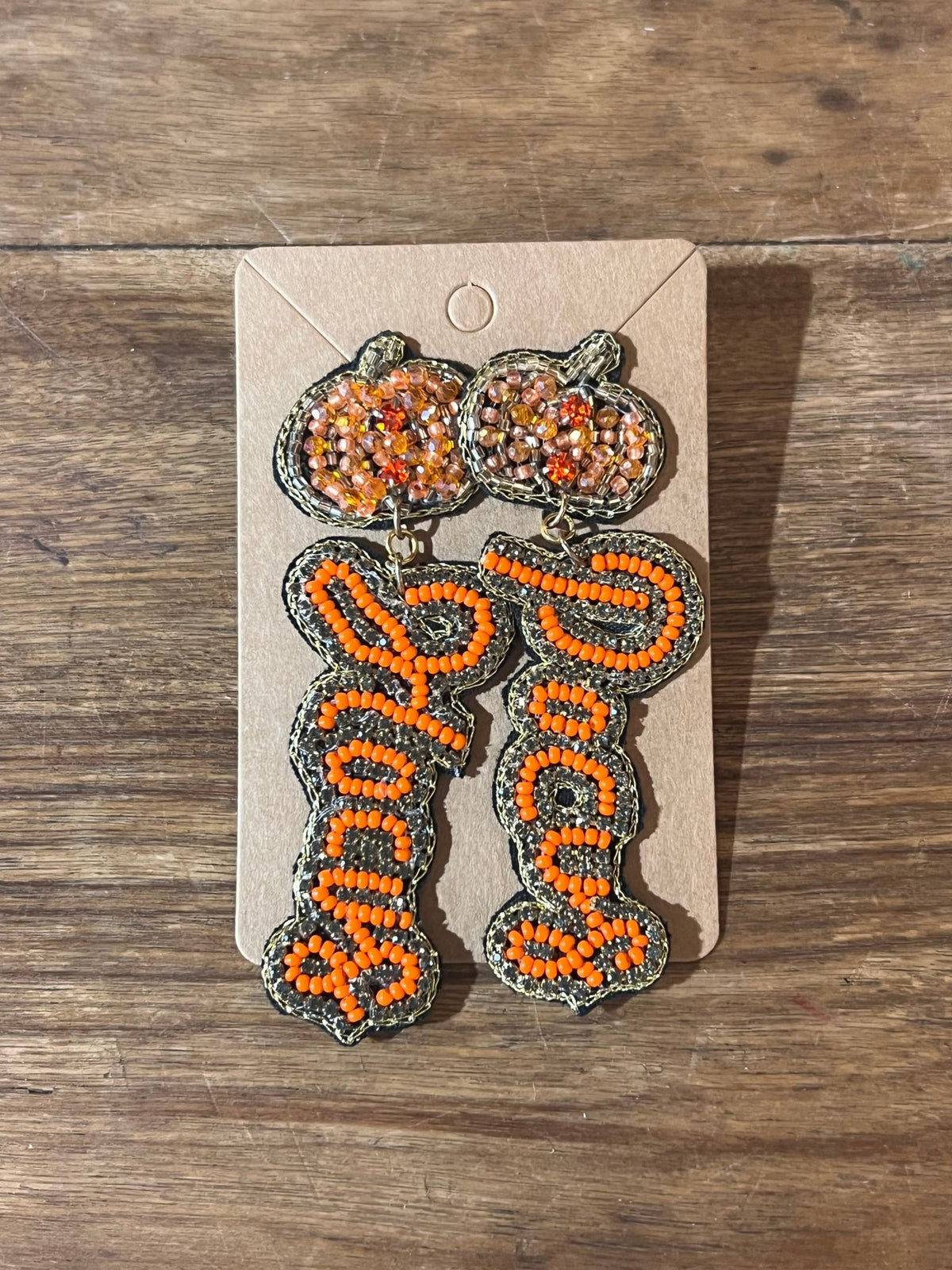 Hocus Pocus Beaded Pumpkin Statement EarringsEarrings