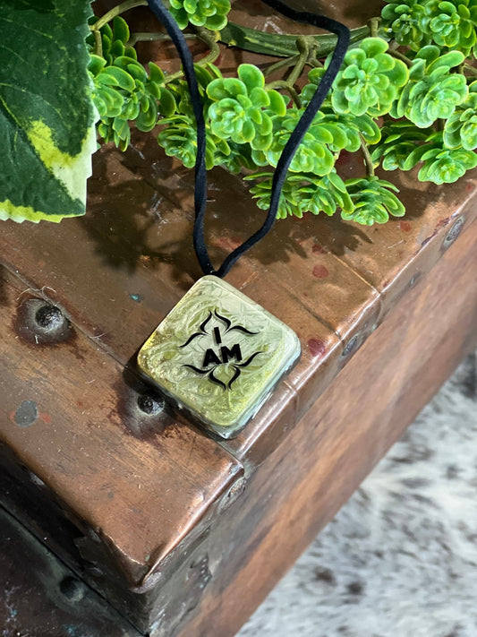 "I AM" Square Resin Necklace - The Mustard Seed Collection, The Seed