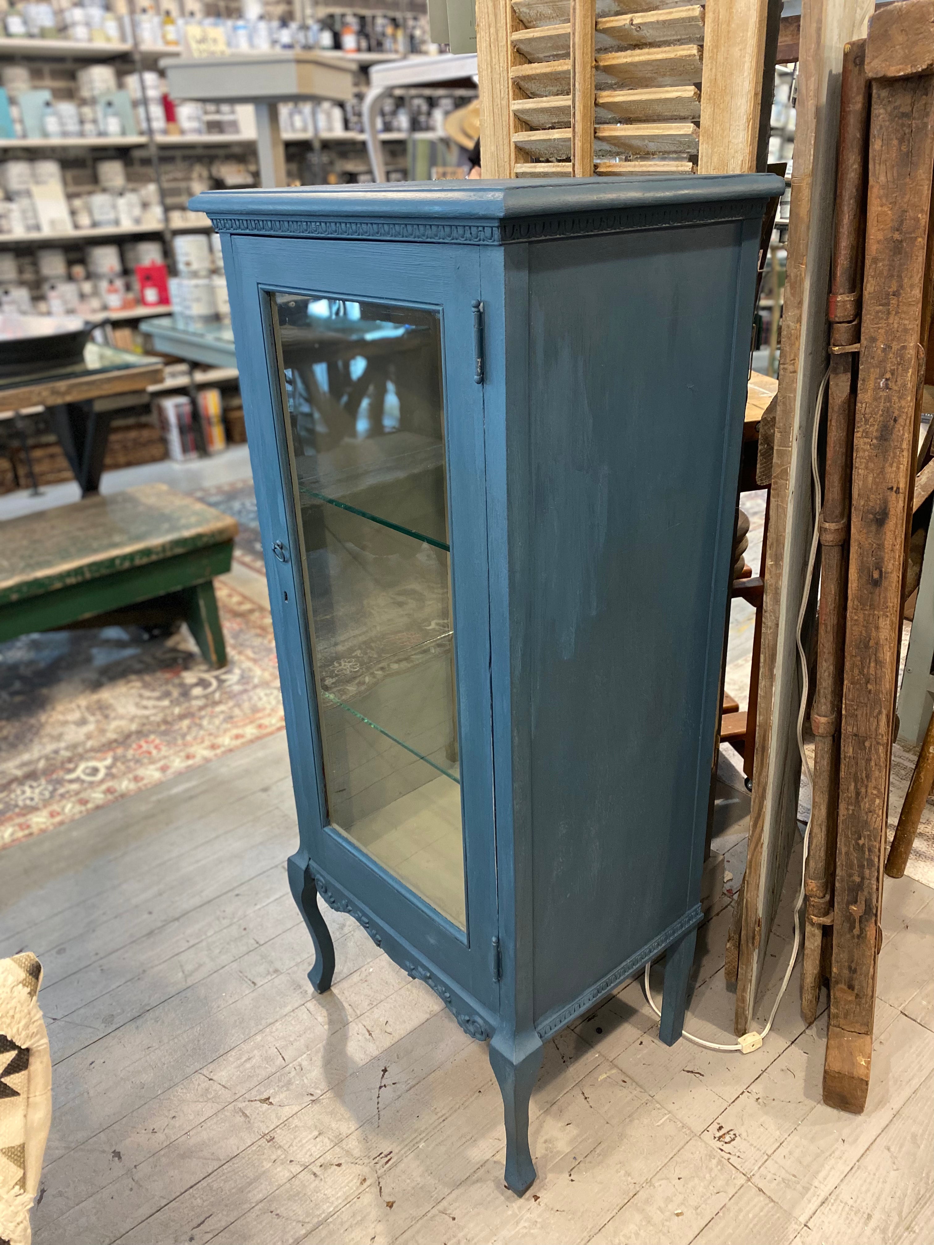 Up-Cycled Painted Cabinet With Mirror And Glass Shelves The Mustard Seed Collection, The Seed