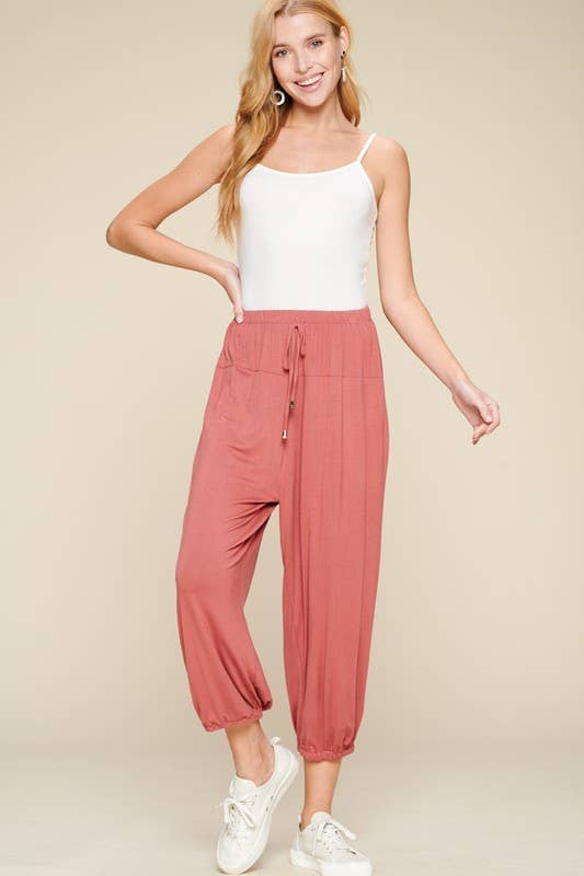 Jogger Jersey Pants: Marsala