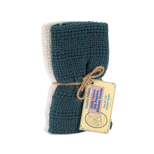 Kitchen Towels 2 Pack: Slate Blue/Natural