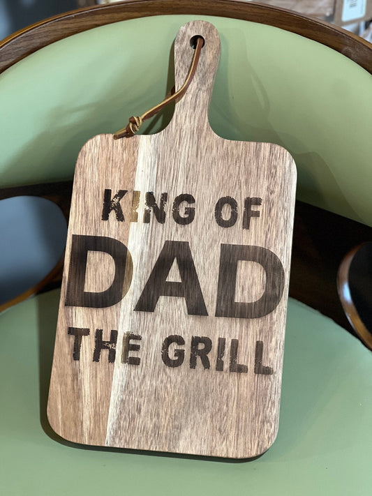 Laser Engraved Acacia Cutting Board Dad King of the Grill